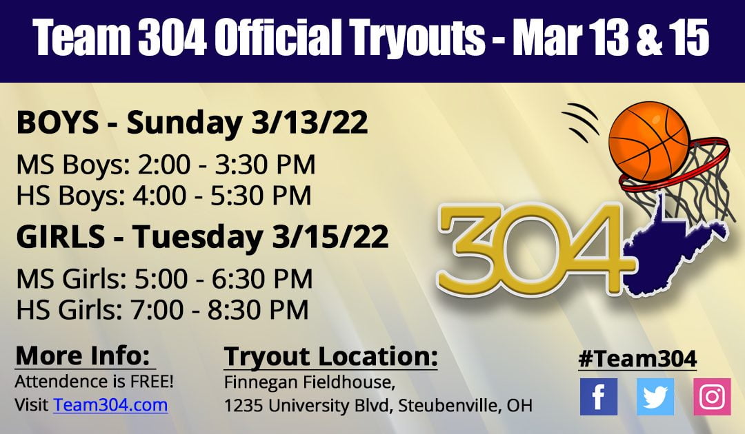OFFICIAL TRYOUTS: March 13th (Boys) & March 15th (Girls) @ Finnegan Fieldhouse