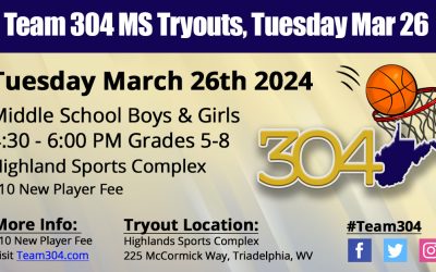 SPRING TRYOUTS & OPEN GYM: Middle School Boys & Girls March 26 4:30-6:00pm